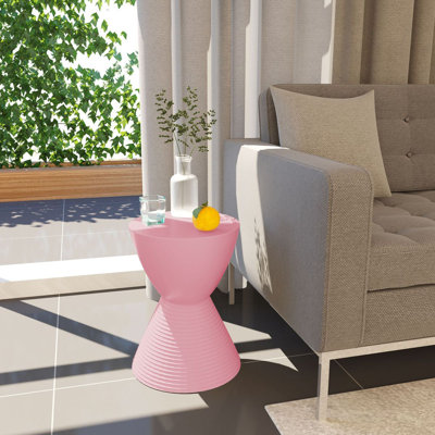 Durant Reversible Drum End Table with Storage – No Assembly Lightweight Accent Side Table for Indoor & Outdoor Use