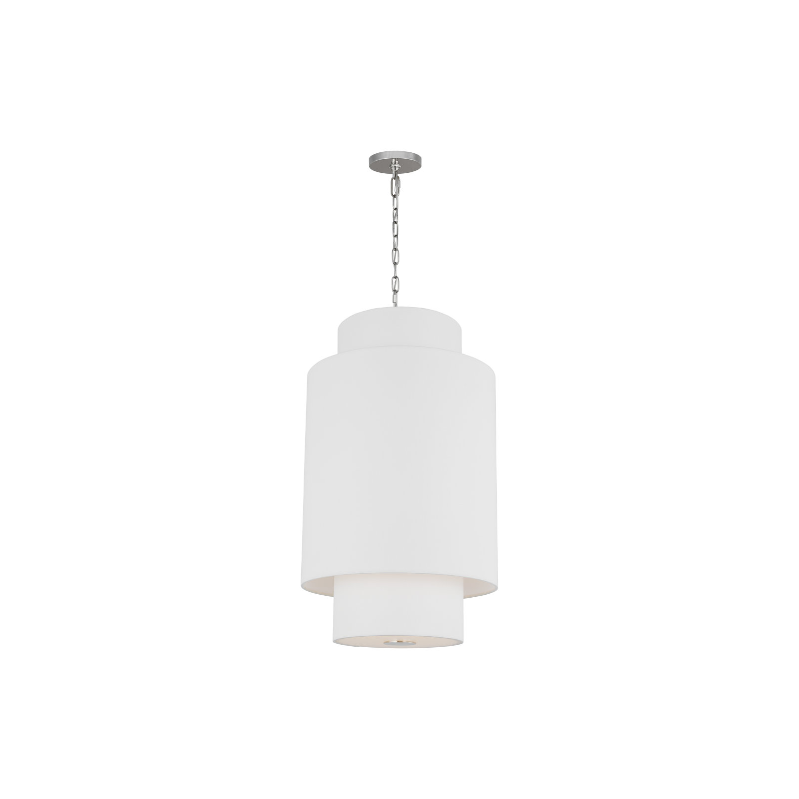 Linen Steel Dimmable Pendant, Polished Nickel, 27.38" H x 15" W x 15" D, 1