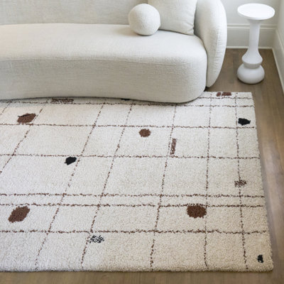 Tapis crème à motif abstrait moderne Emrys