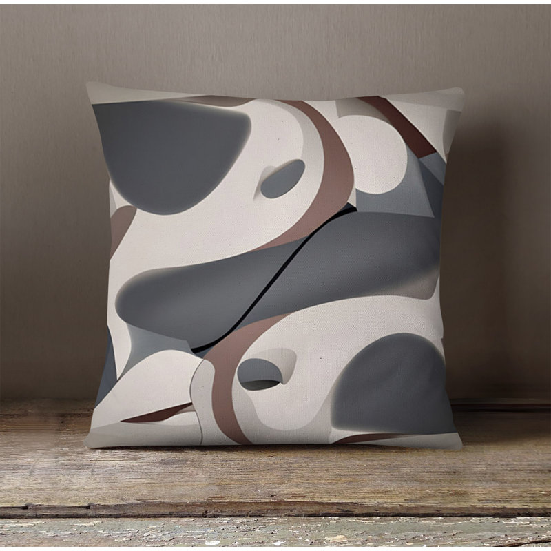 Throw Pillow With Insert, 16"H x 16"W, Brown/Gray Abstract 1