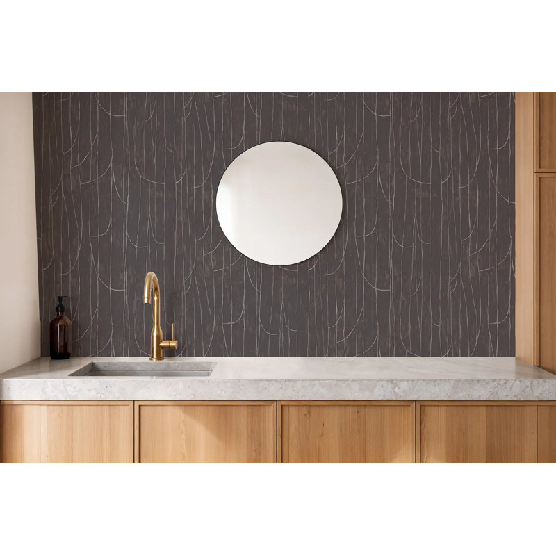 Lingering Lines - Wallpaper, Mahogany, Peel & Stick, Self-Adhesive
