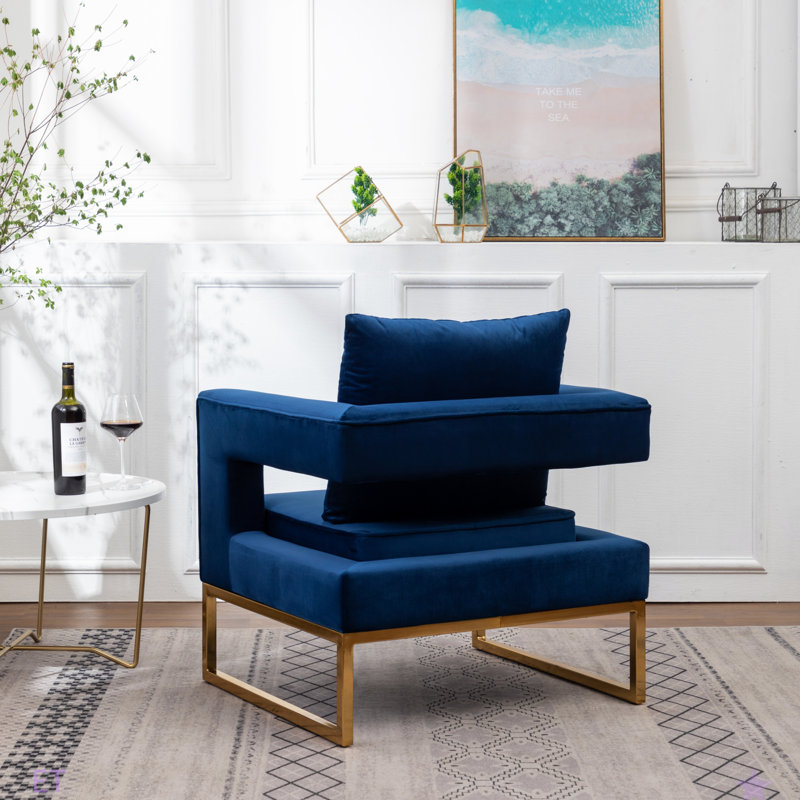 Fauteuil d'appoint rembourré Lenola, Polyester bleu