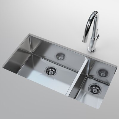 Cantrio Premium Stainless Steel Double Kitchen Sink with 33"" x 18"" x 9.25"" Dimensions -  Cantrio Koncepts, KSS-3318-1-OR