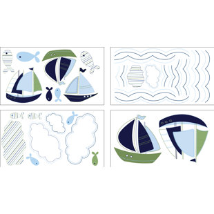 Zachary Nautical & Beach Non-Wall Damaging Wall Decal (Set of 4)