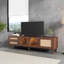 Meuble télé en rotin avec 3 armoires et 2 tiroirs, centre de divertissement à DEL pour téléviseur de 80 po ou moins, console multimédia moderne et durable-636080026