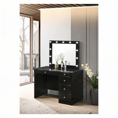 Meuble-lavabo 1 pièce avec plateau en verre et 5 tiroirs en cristal blanc