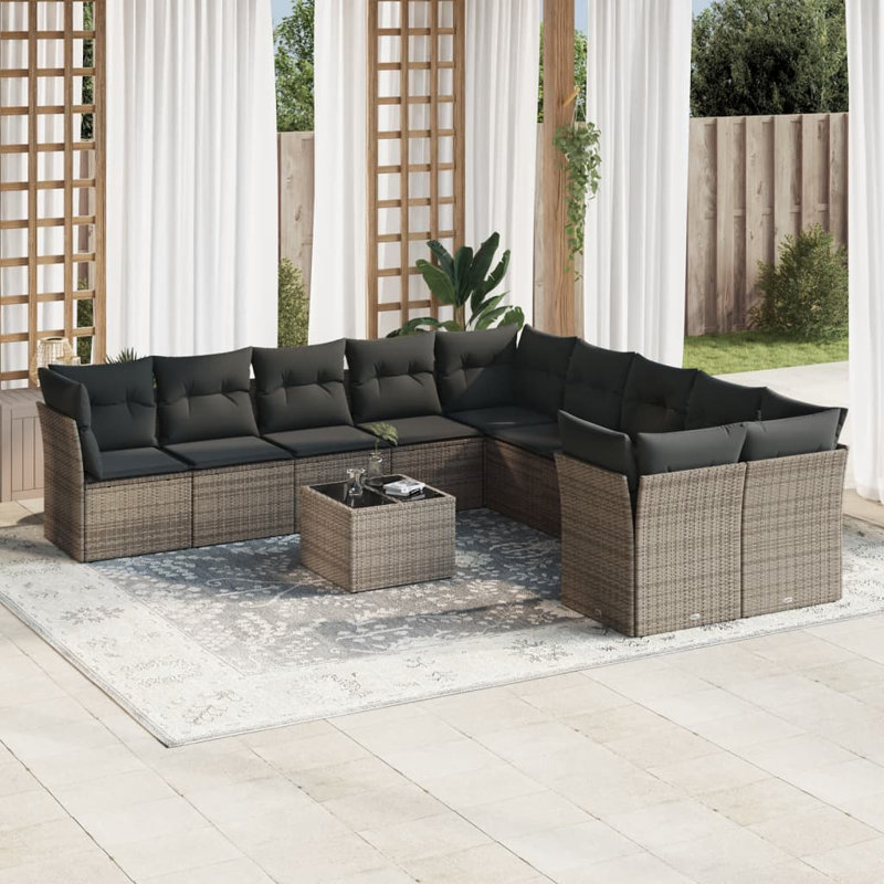 Vidaxl Garden Sofa Set Grey, Dark Grey