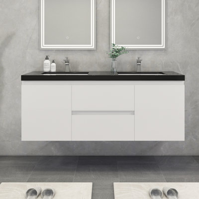 Castin 60" Wall-Mounted Double Bathroom Vanity Set