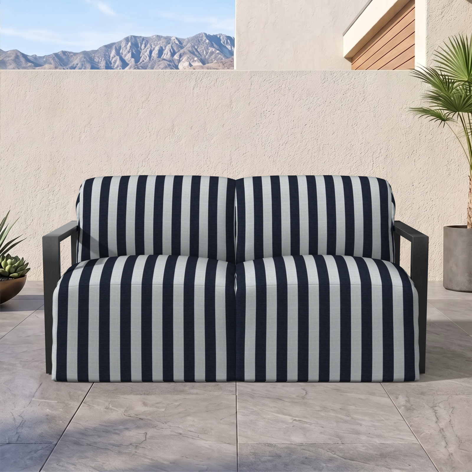 Rosalie 62" Sunbrella® Patio Loveseat, Sunbrella® Expressive Mist
