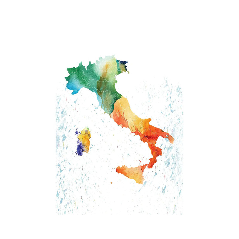 Italy Colourful Map 1 Piece Wrapped Canvas Painting, 45.72cm H x 30.48cm W x 1.9cm D