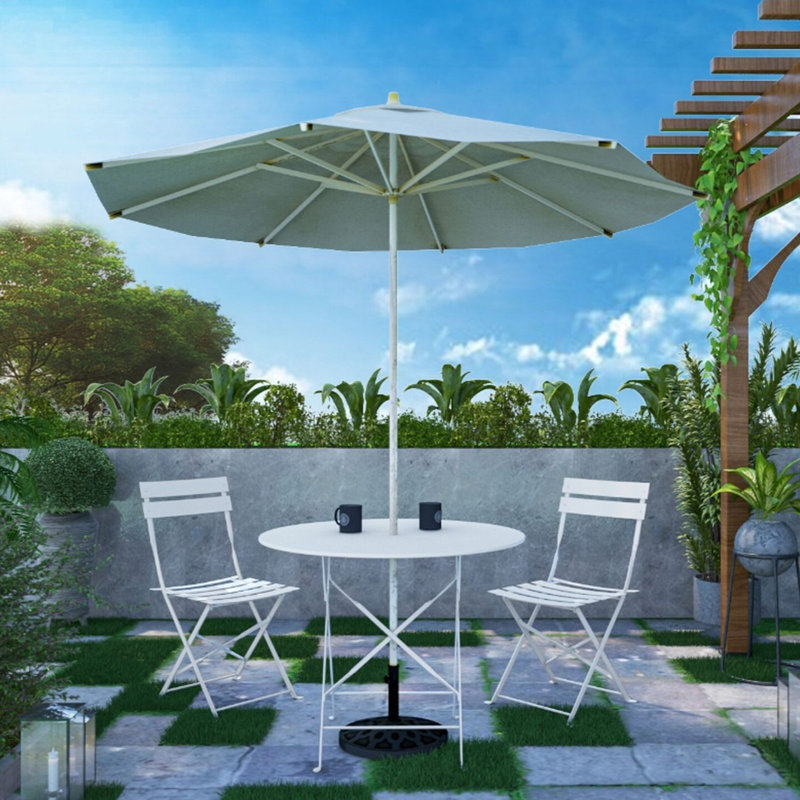 Ensemble de chaises pliantes élégantes pour l'extérieur blanc 16 po avec métal thermolaqué résistant aux intempéries, Blanc