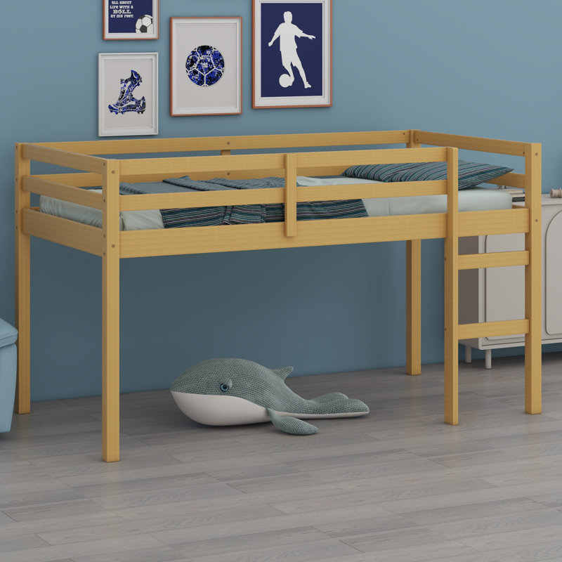Wooden Loft Bed With Ladder, Natural