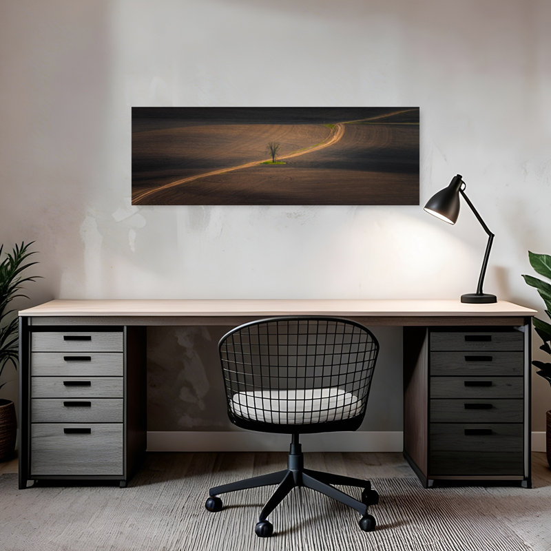 «Lone Tree Path» minimaliste, paysage rustique paisible, art mural, H 12 po x l 36 po