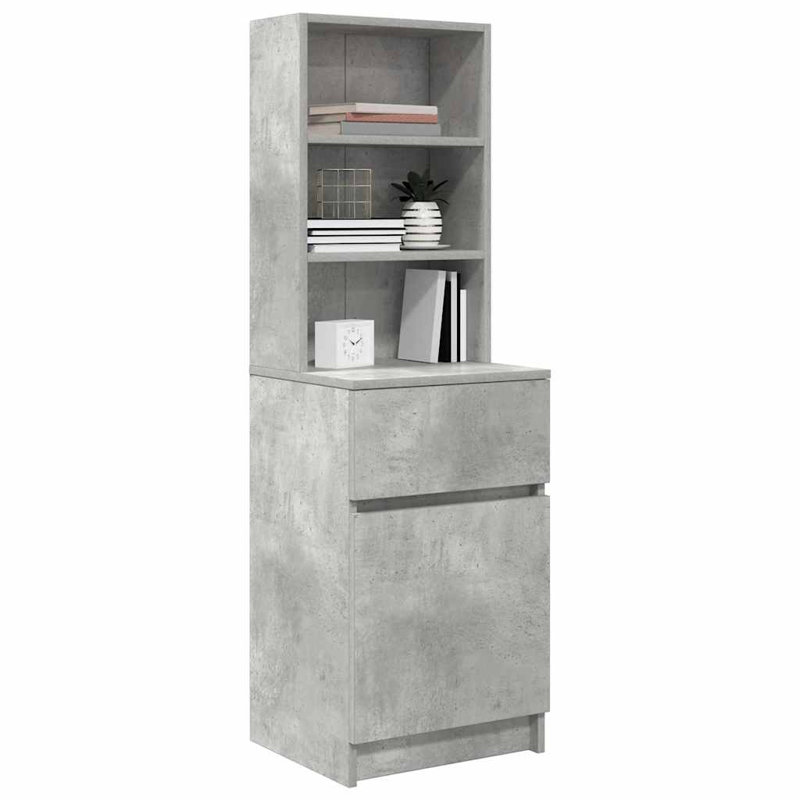 Bedside Cabinet 39X35x125 Cm Engineered Wood, Concrete Grey