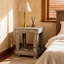 Table de bout rustique avec tablette de rangement, table de chevet en bois brûlé pour le salon et la chambre à coucher, table d'appoint compacte avec tablette inférieure pour les dortoirs