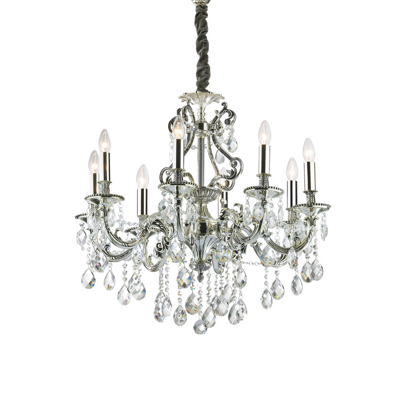 8 - Light Candle Style Chandelier, Sliver
