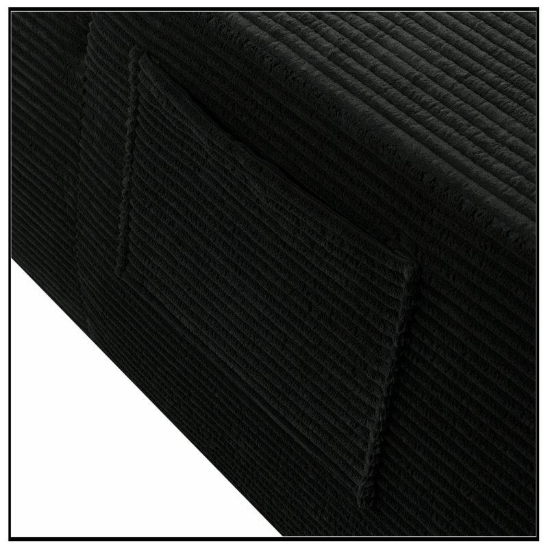 Chaise longue avec accoudoirs larges et coussins décoratifs, Noir