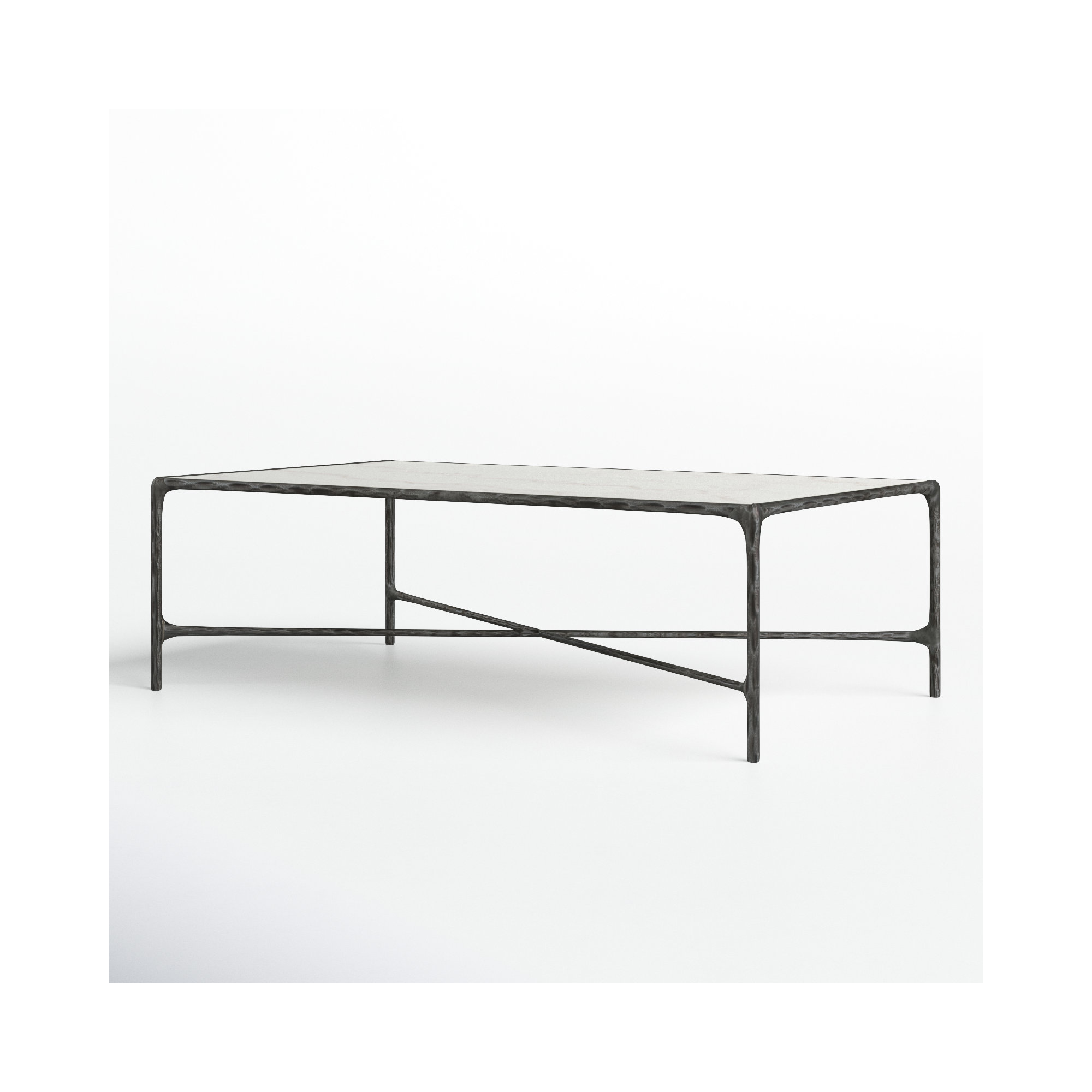Evelynn Single Coffee Table, White Marble, Black