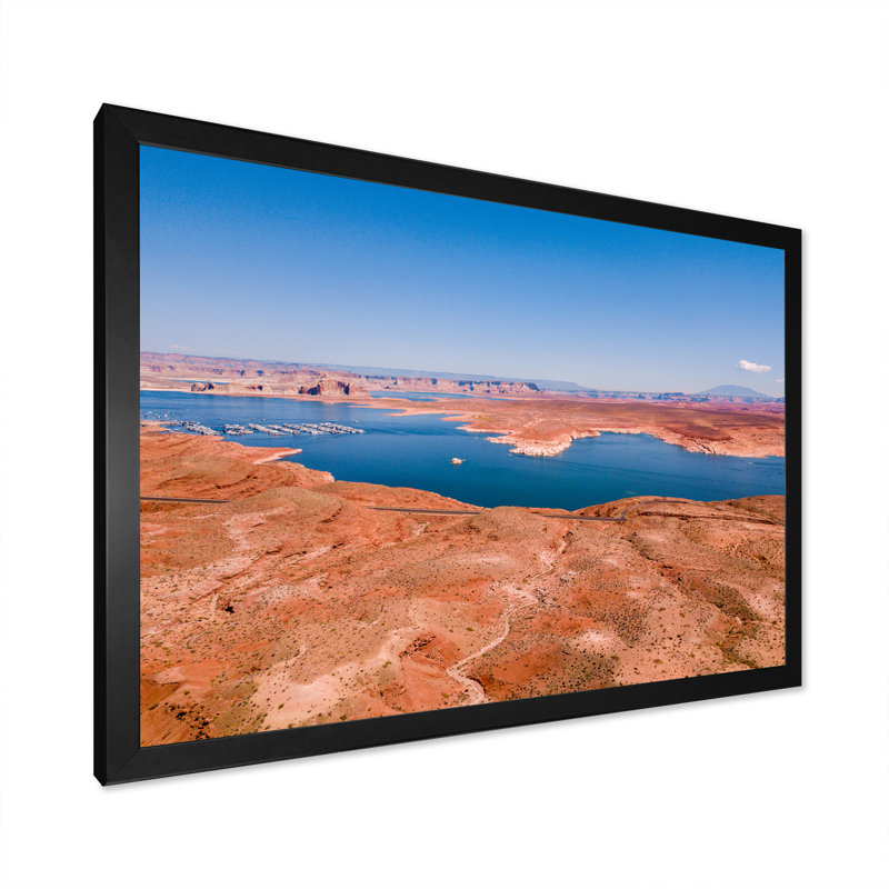 Vue aérienne du lac Powell, Cadre photo noir, H 34 po x l 44 po x P 1,5 po