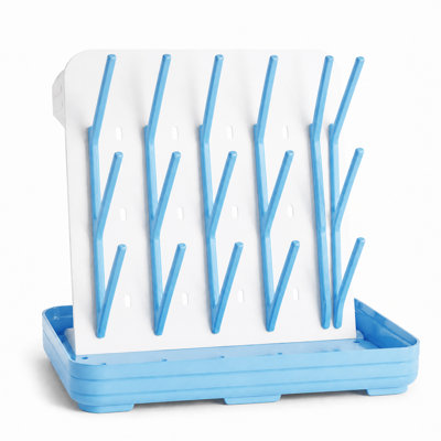 Baby Bottle Drying Rack with 20 Hooks, Space-Saving Vertical Countertop Organizer for Bottles & Accessories
