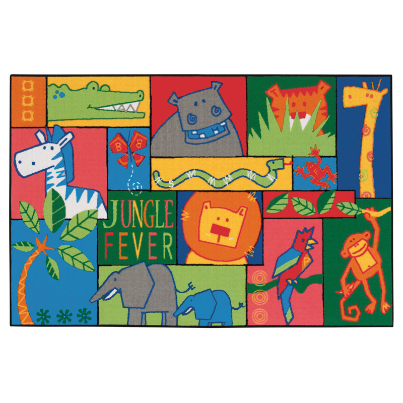 Tapis touffeté bleu / vert / rose KID $ Value Rugs ™, Rectangle 3 pi x 4 pi 6 po