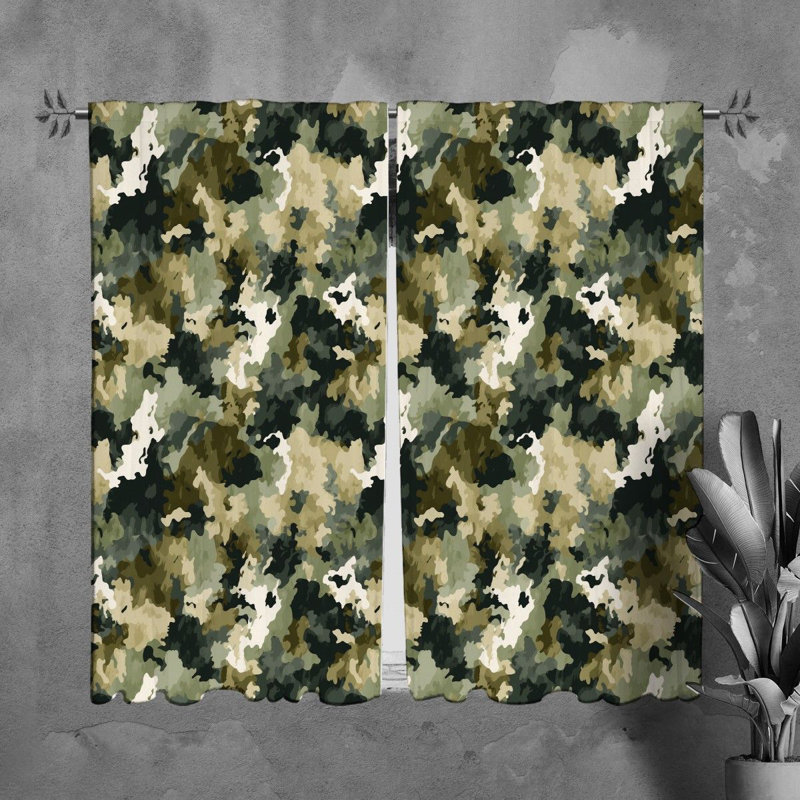 Rideaux de fenêtre Tabib Army drapés verts Camoflauge, H 82 po x l 20 po