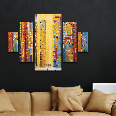 Ensemble de 5 panneaux muraux - Ekaterina Ermilkina «Sunset Reverie», art mural sur toile pour le salon, la chambre à coucher ou le bureau 