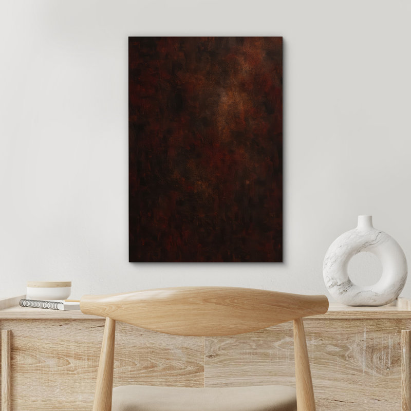 "Deep rustic bourgogne foncé abstrait", reproduction d'art sur toile encadrée, H 48 po x l 32 po x P 1,5 po, Toile tendue