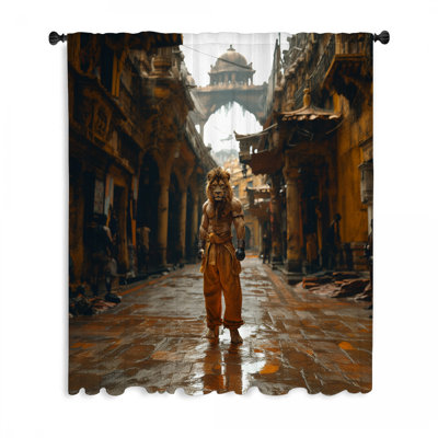 Rideaux de fenêtre lion, rideaux occultant et urbain - 1 panneau