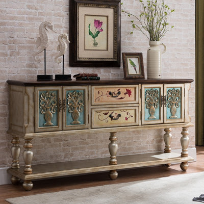 Vintage Painted Porch Cabinet Accent Cabinet