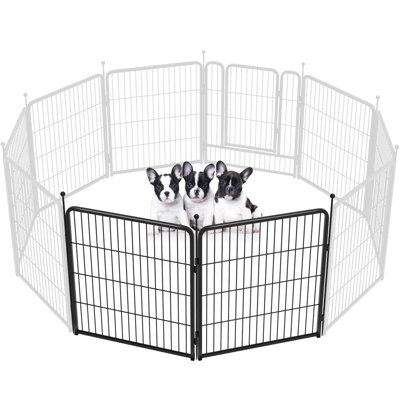 Parc de jeu pour animaux de compagnie pour l'intérieur, la cour, le camping-car, 32 pouces, 2 panneaux pour petits et moyens chiens, noir