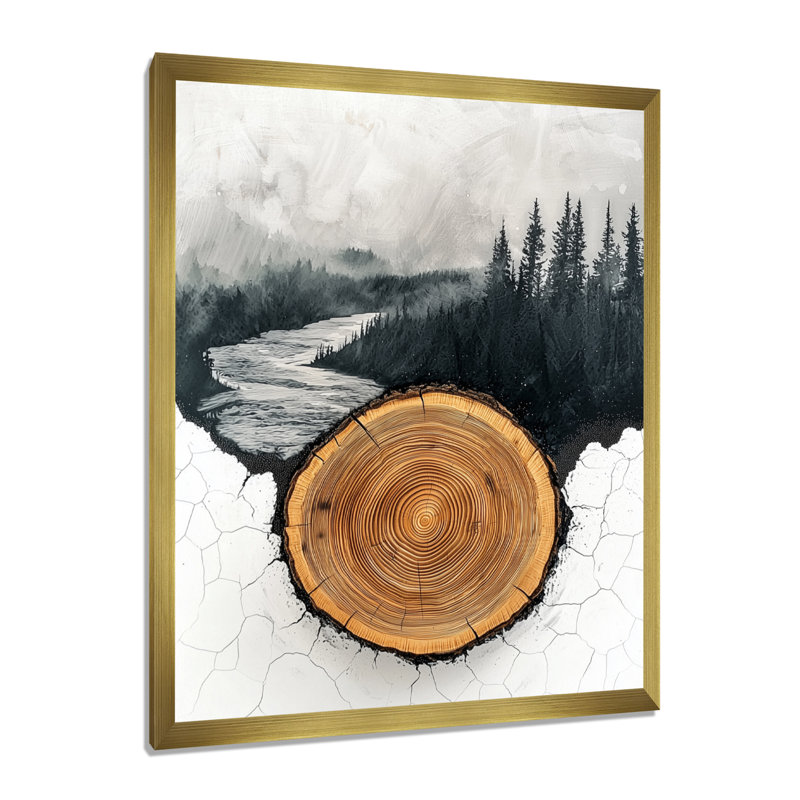 Girace - paysages, art mural sur toile, H 44 po x l 34 po, Doré, Picture Framed