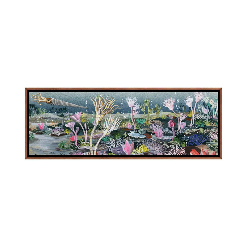 «Silurian Seascape», reproduction d'art sur toile encadrée, 48" x 16", Framed Canvas, Brun