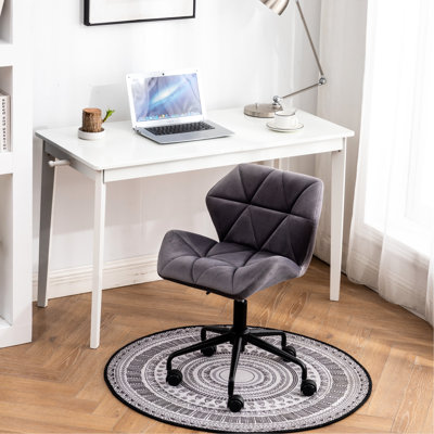 Chaise en diamant gris - velours, mousse haute, pivotant à 360 degrés, relevable, base en métal, bureau