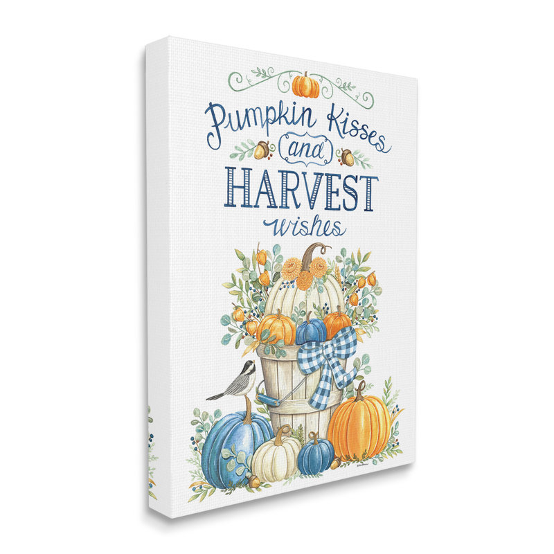 «Harvest Wishes Pumpkins», art mural sur toile par Deb Strain, H 40 po x l 30 po x P 1,5 po