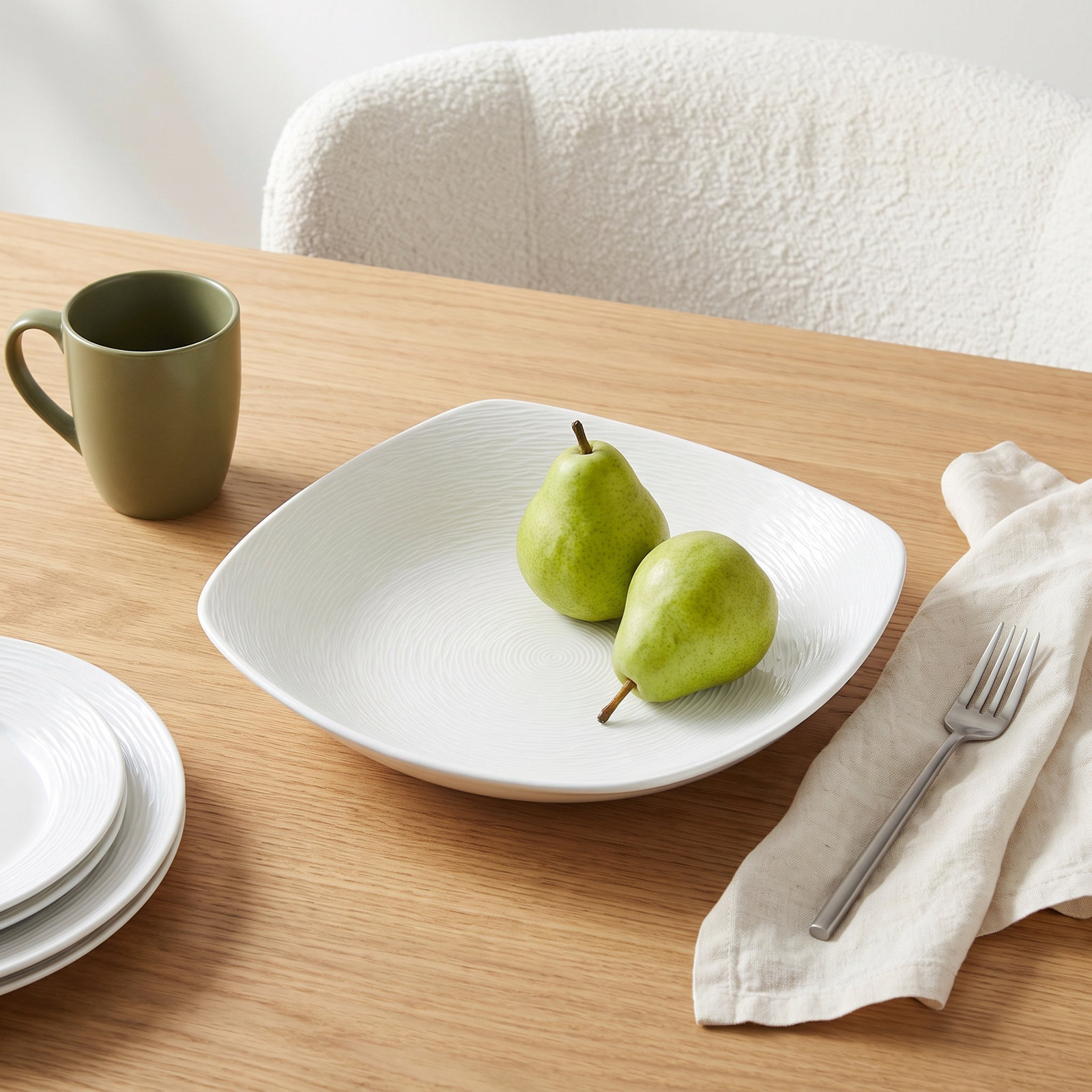 Noritake Colorscapes Swirl Square Porcelain Platter, White