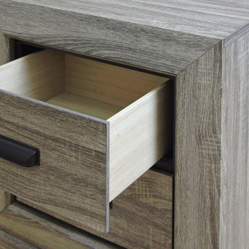 Table de chevet au fini gris vieilli