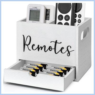 Porte-télécommande 2 tiroirs en bois avec tiroir, blanc et bureau