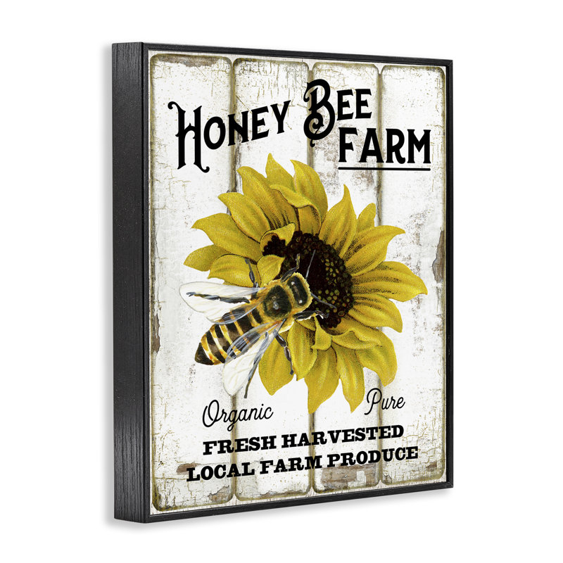 Art giclée à la ferme «Honey Bee Farm» par Creatif Belle, H 30 po x l 24 po, Giclée encadrée noir minuit