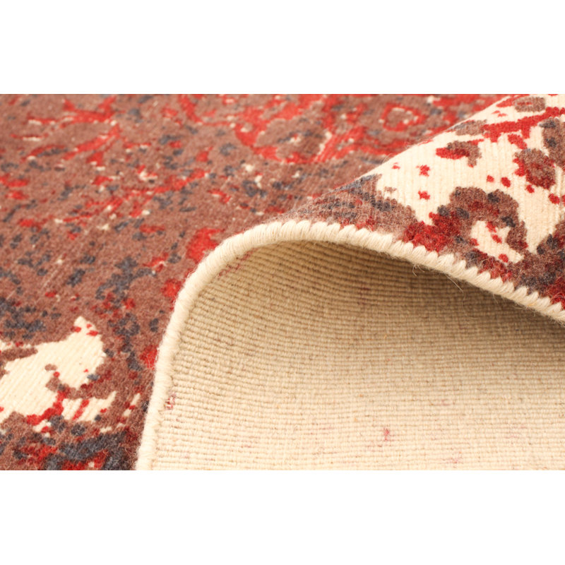 Tapis en laine rouge foncé 4 pi 11 po x 8 pi 9 po main one-of-kind-noué la 2010 Suazo