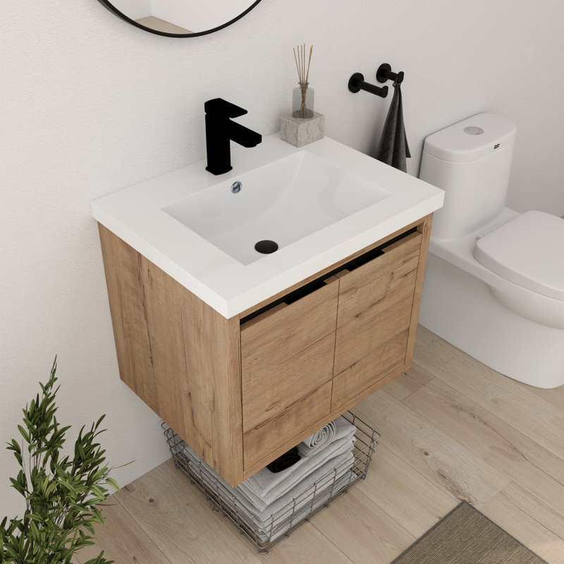 Meuble-lavabo mural simple 24 po Zalet, Beige, 24"