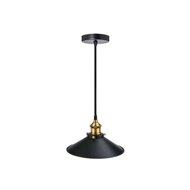 Modern Industrial Black Cone Pendant – Single E27 Ceiling Light, No