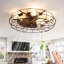 Ventilateur de plafond grillagé de 60 cm avec éclairage, petit ventilateur de plafond encastré avec télécommande, moteur CC silencieux et réversible, culot E26 à 5 lumières pour chambre ou salon