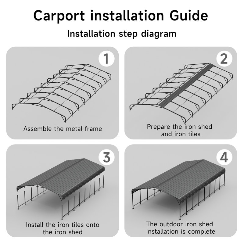 EASYHAWK 20 ft. W x 40 ft. D Galvanized Steel Carport with Sloped Roof, 116" H x 238" W x 233" D