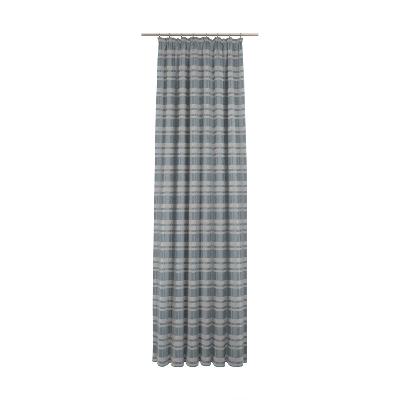 Devore Pencil Pleat Room Darkening Curtain, 145cm H x 132cm W, Blue/Grey