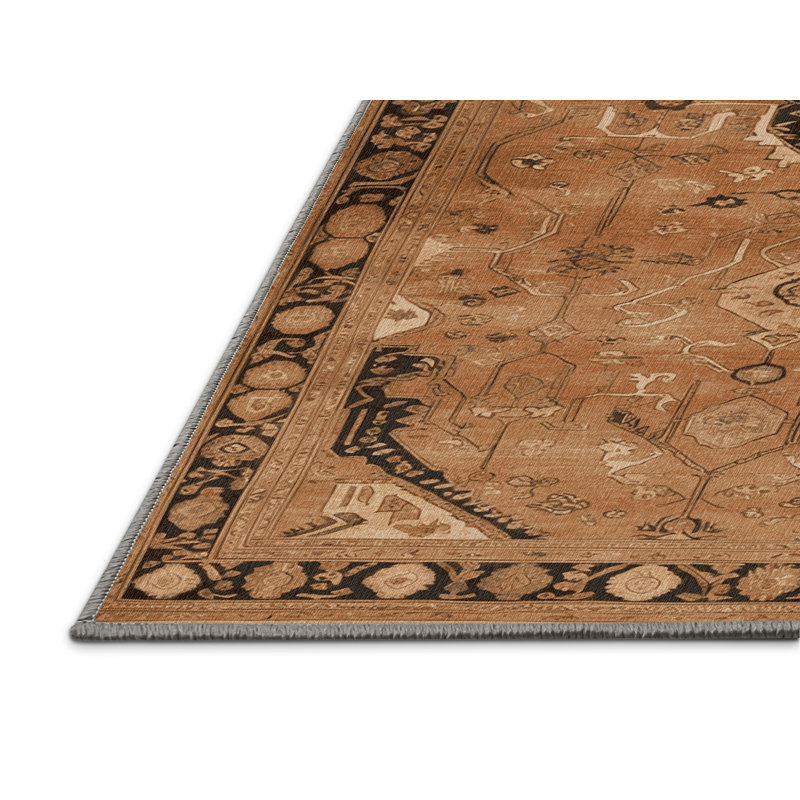 Machine Washable Turkish Brown Area Rug, Rectangle 5' x 8'