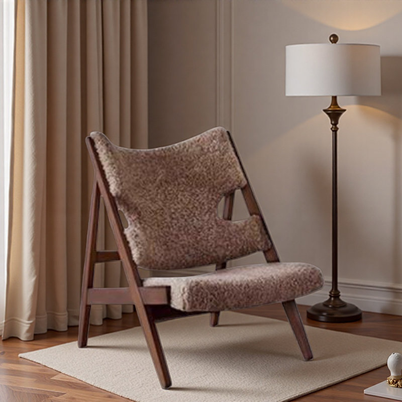 Creamy Lamb Fleece Single Leisure Chair., Dark Brown, Dark Brown