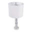 Lampe de table haute en verre avec base en marbre, idéale comme lampe de chevet ou d'appoint sur un bureau ou dans un salon. 68,5 cm (27 po), transparente et blanche.