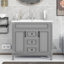 Meuble-lavabo 36 po avec lavabo supérieur, armoire de rangement moderne avec 2 portes à fermeture douce et 2 tiroirs, meuble-lavabo simple