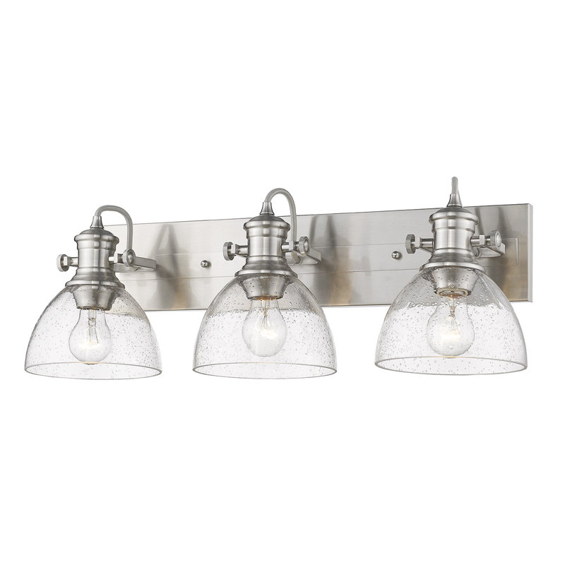 Bales 25.13'' W 3-Light Dimmable Vanity Light, Pewter, Seeded Glass